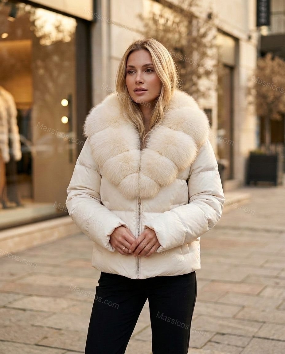 Cream Jacket, three-quarter brand lifestyle view, by Massicos
