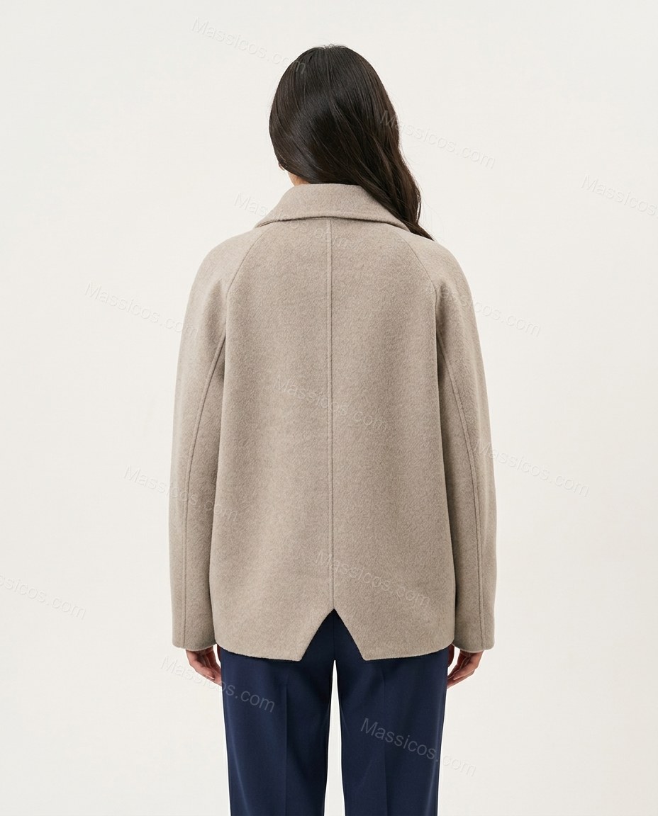 Light Warm Grey Taupe Jacket, back studio view, by Massicos