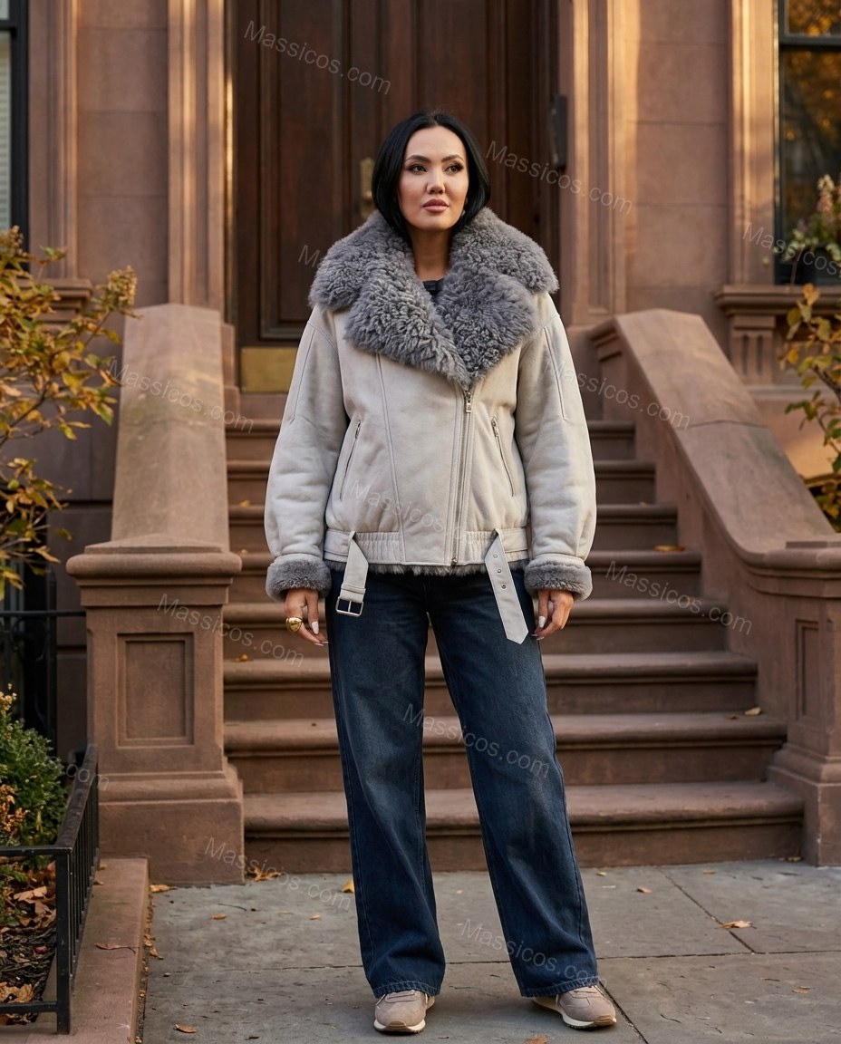 Pale Grey Jacket, alternate use-case lifestyle view, by Massicos