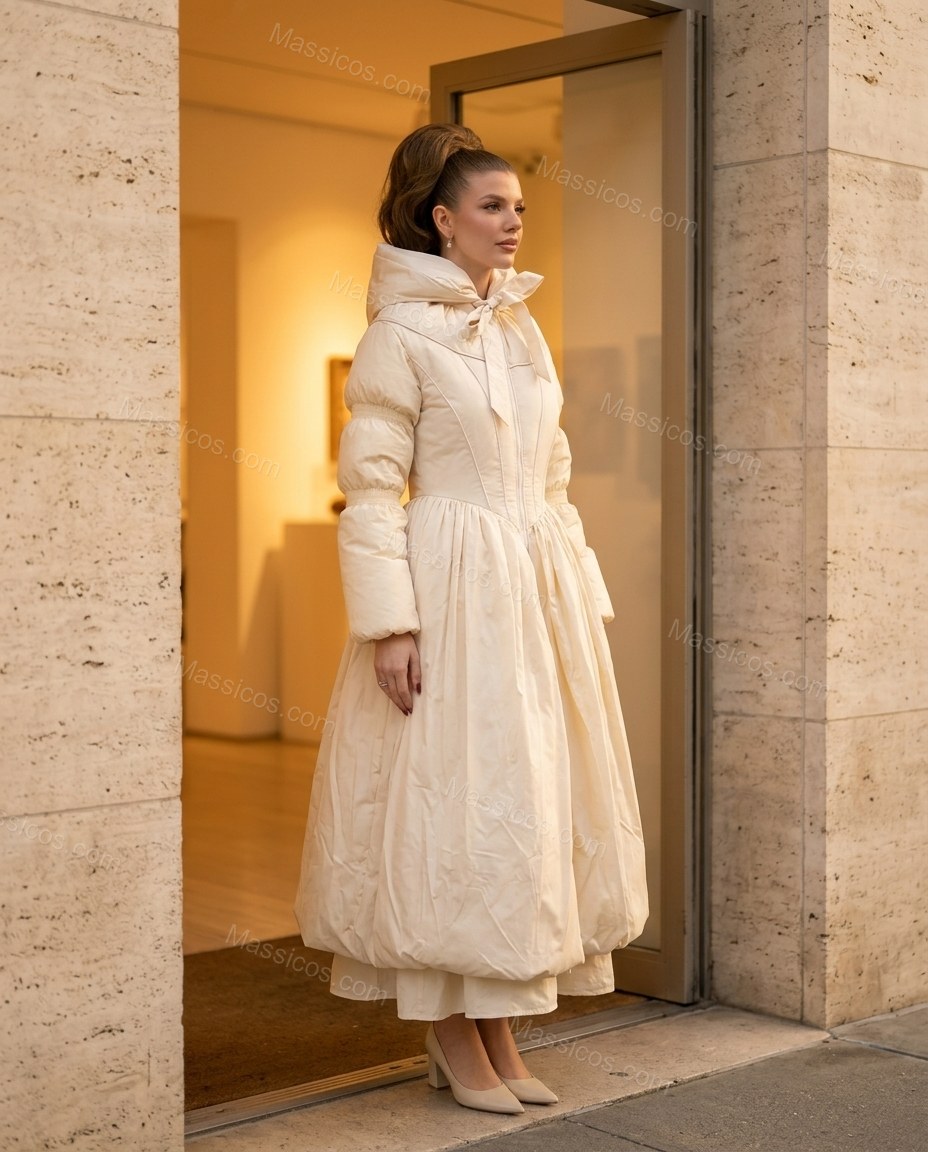 Ivory Ruffled Lace Dress, alternate use-case lifestyle view, by Massicos