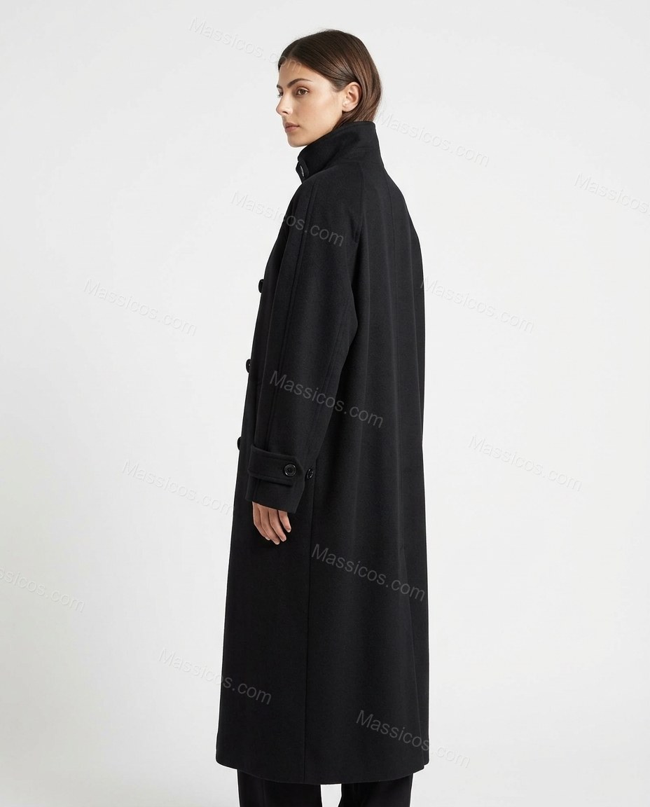 Black Coat, back studio view, by Massicos