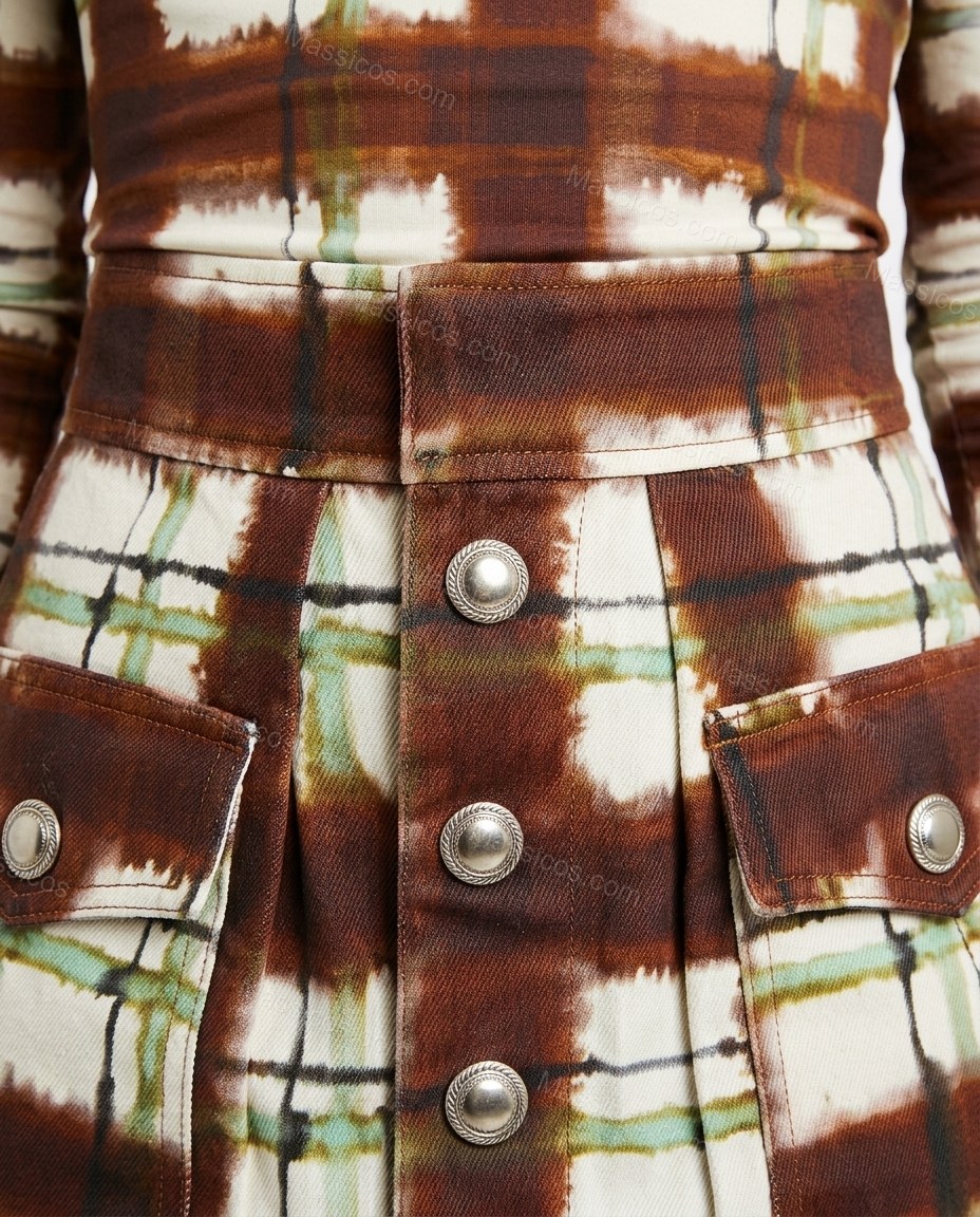 Brown Mint Green and Ivory Tie-Dye Mini Top & Skirt Set, close-up of tie-dye, by Massicos