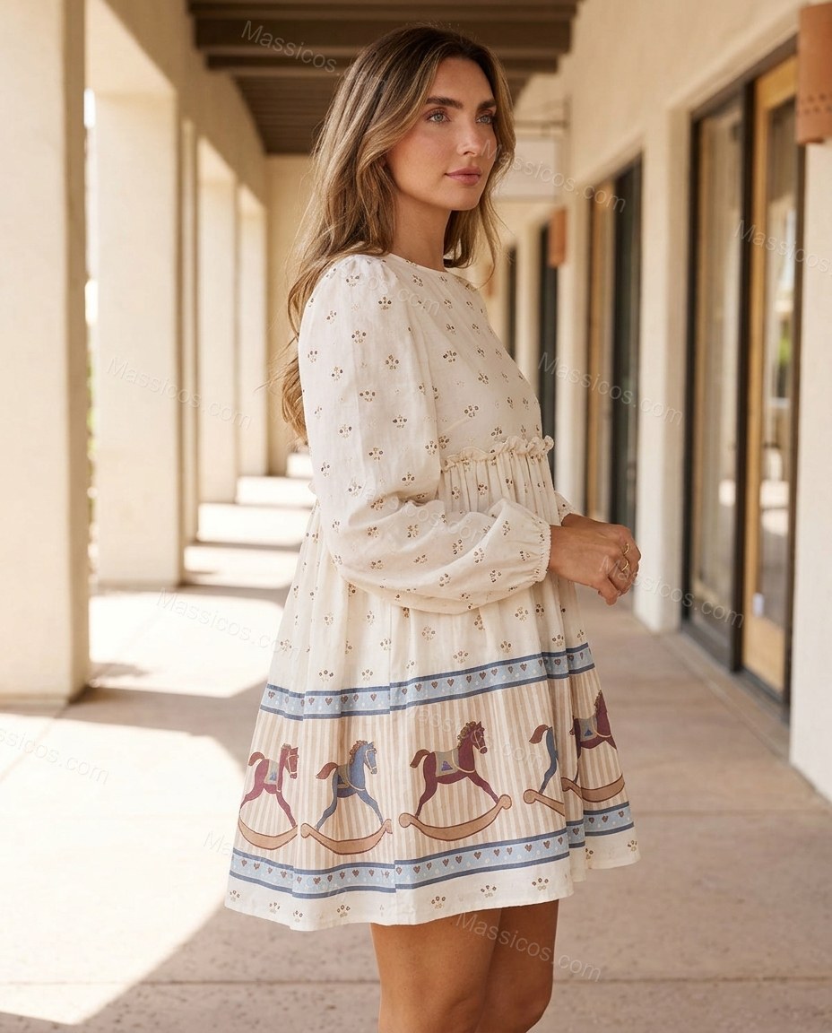 Ivory Cream Mini Dress, alternate use-case lifestyle view, by Massicos