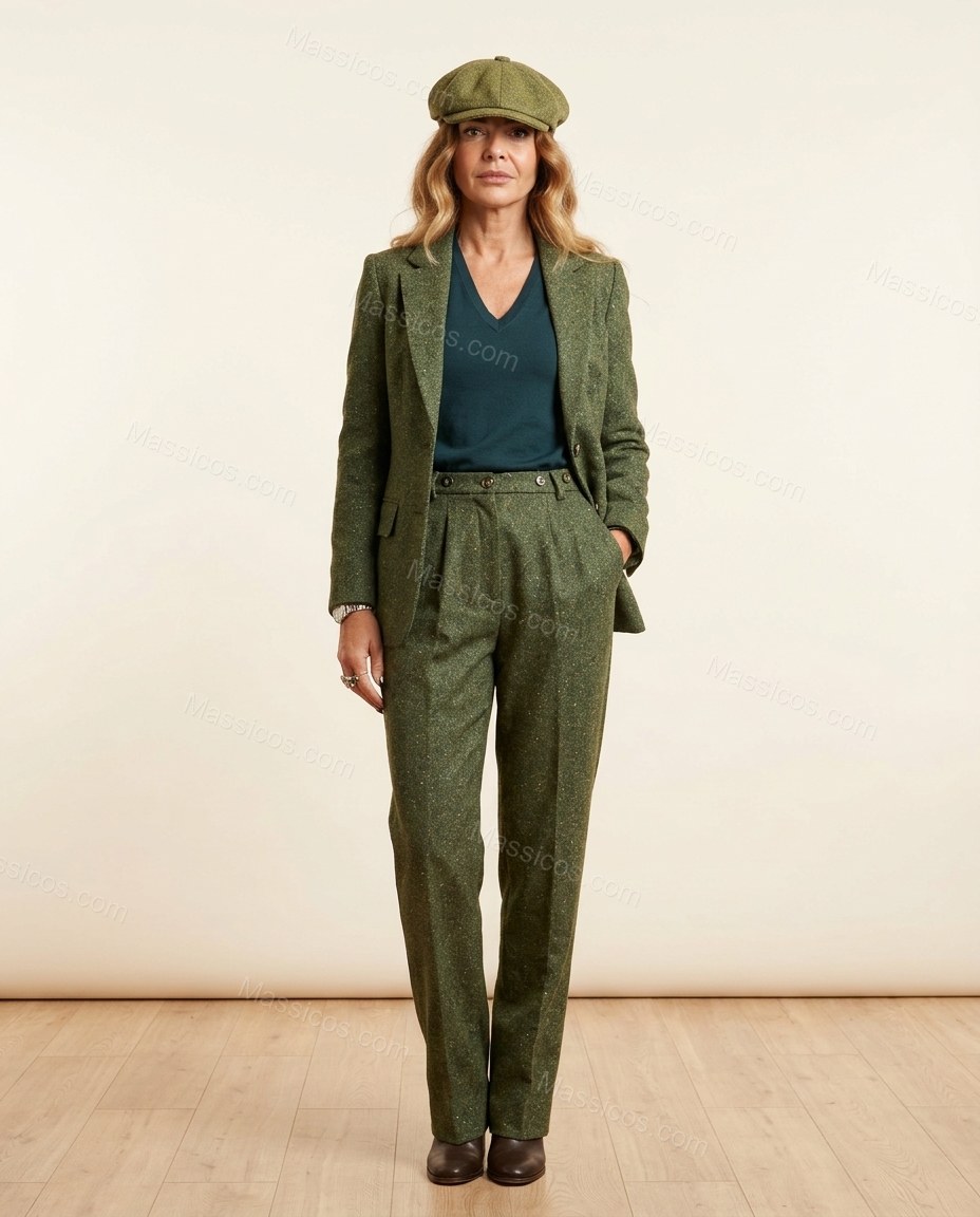 Moss Green Blazer, front studio view, by Massicos