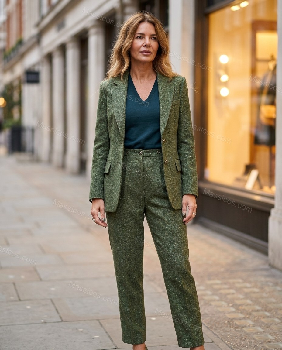 Moss Green Blazer, alternate use-case lifestyle view, by Massicos