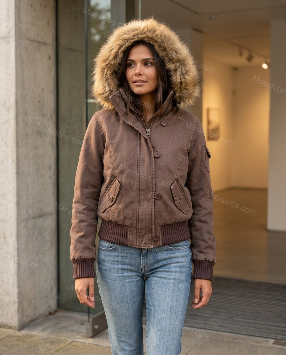 Medium Brown Ribbed Jacket, alternate use-case lifestyle view, by Massicos
