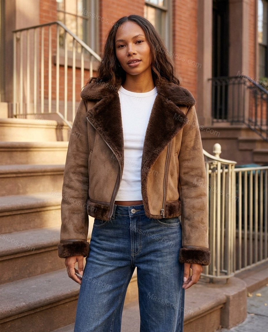 Warm Brown Jacket, alternate use-case lifestyle view, by Massicos