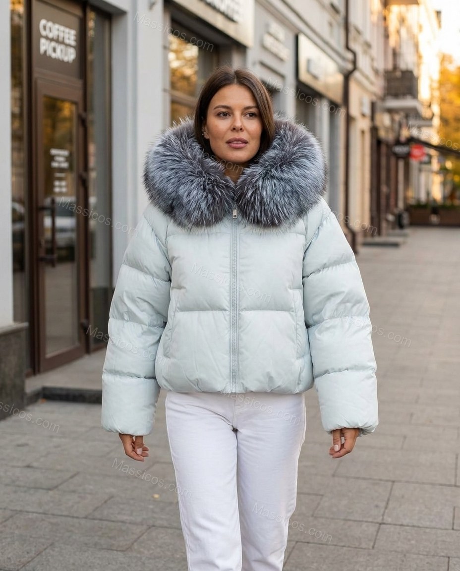 Icy Blue White Jacket, movement and fit lifestyle view, by Massicos