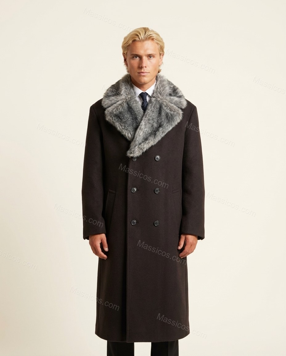 Dark Brown Coat, front studio view, by Massicos