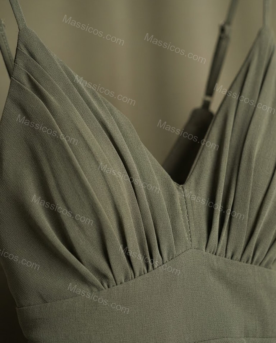 Olive Green Bloom Evening Tiered Maxi Dress by Massicos