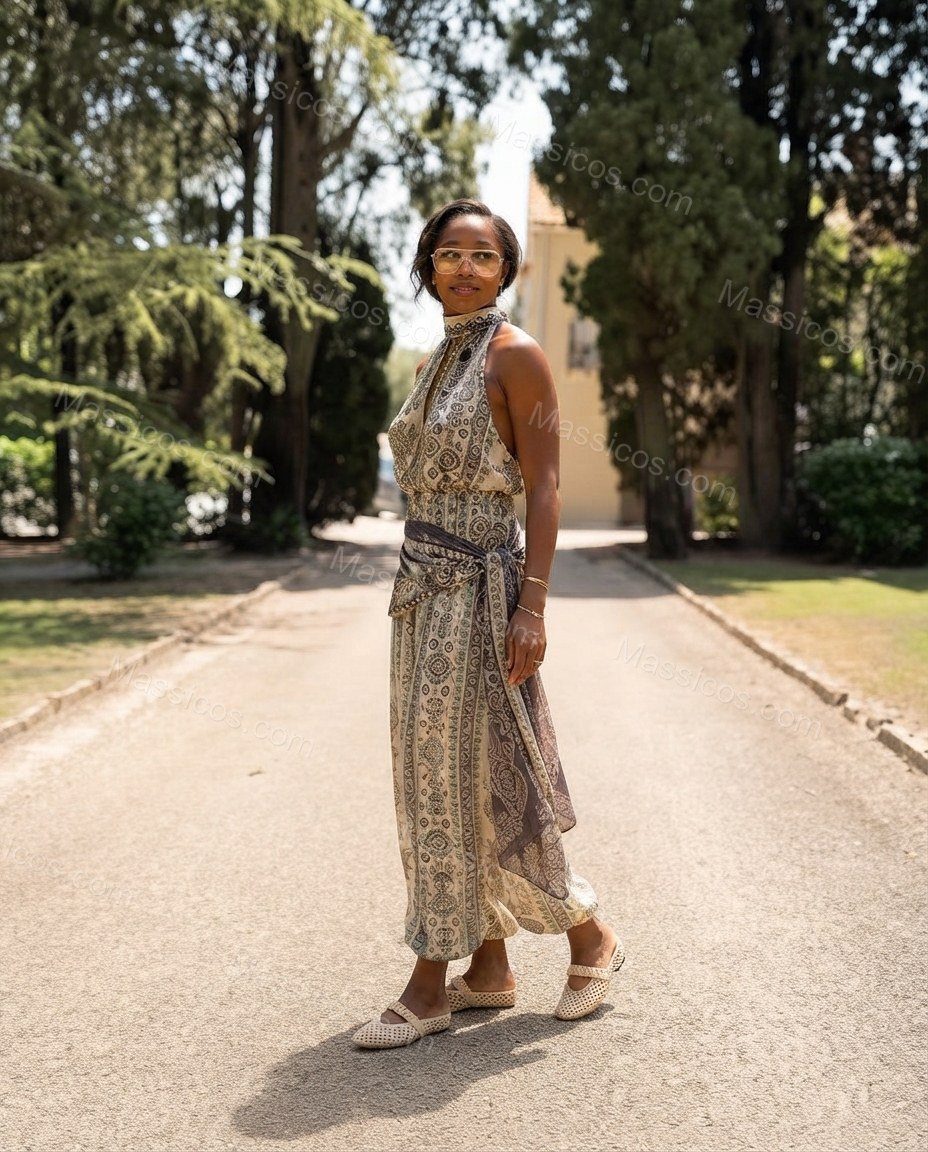 Ivory Whisper Resort Dinner Paisley Jumpsuit Ivory Jumpsuit with Wide-Leg silhouette and Textured texture, clean studio product view for Pre-Fall, an office-to-dinner transition, Fall current summer selling first with a light late-summer/pre-fall accent: by Massicos