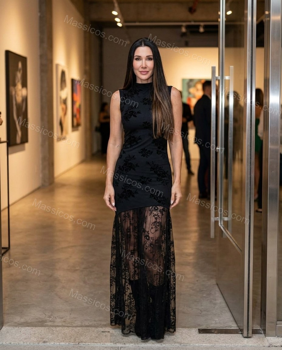 Black Glow Cocktail Hour Lace Maxi Dress Black Maxi Dress with Asymmetric silhouette and Textured texture, fabric and construction detail for Pre-Fall, a gallery evening, Fall current summer selling first with a light late-summer/pre-fall accent: make it by Massicos