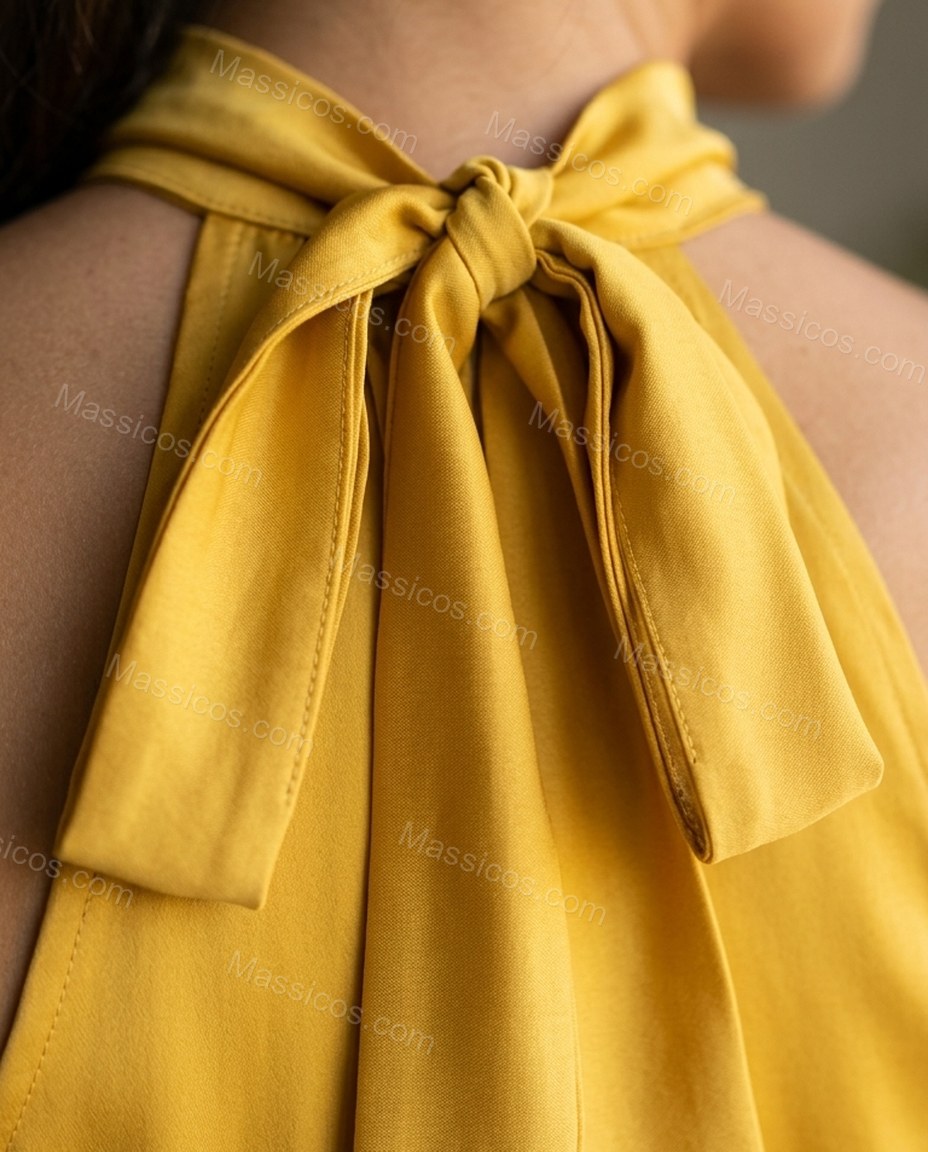Mustard Yellow Charm Evening Satin Jumpsuit by Massicos