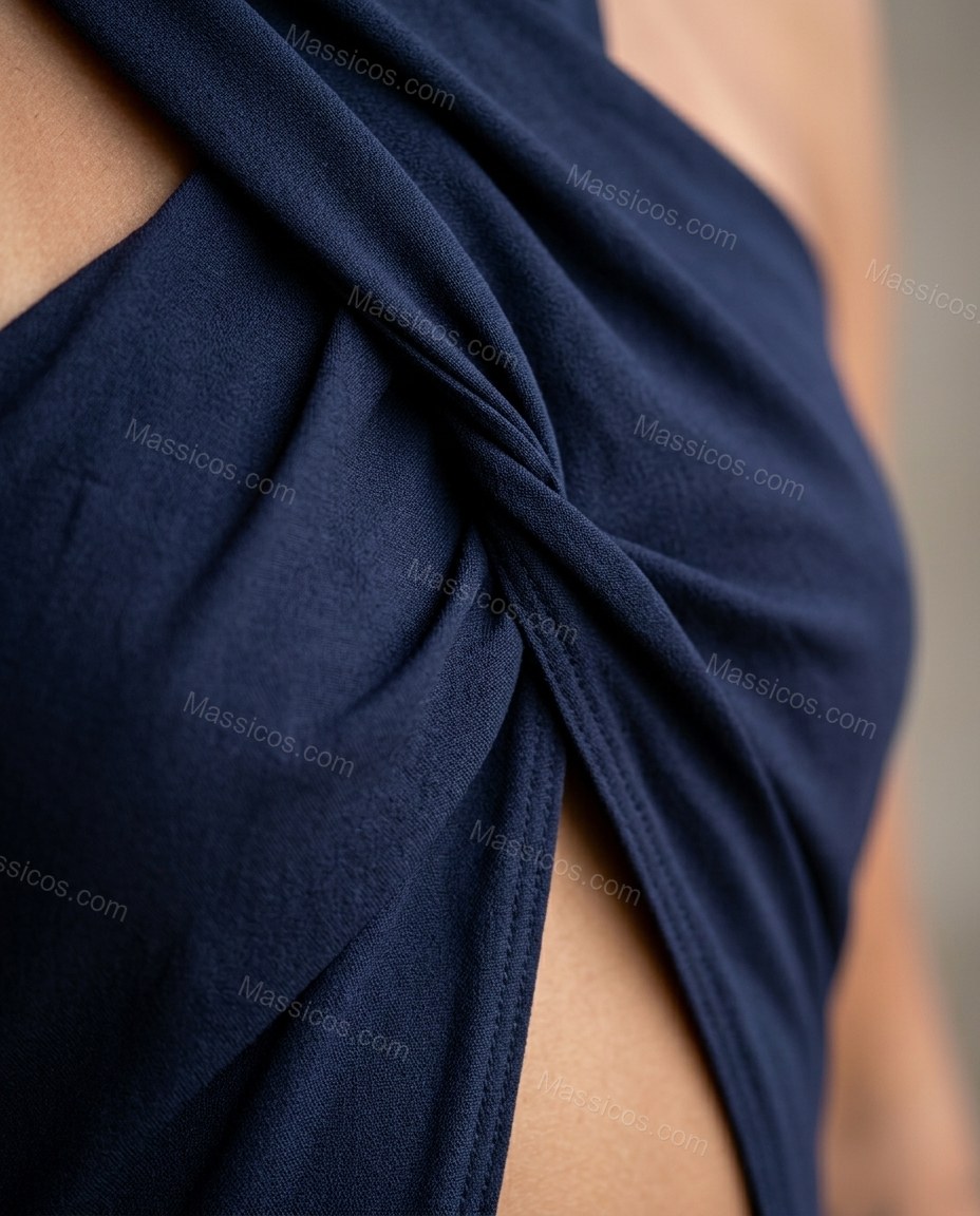 Navy Modern Textured Wide-Leg Jumpsuit by Massicos