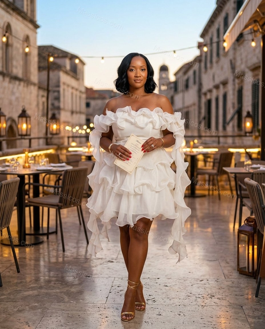 Ivory Refined Tiered Mini Dress by Massicos