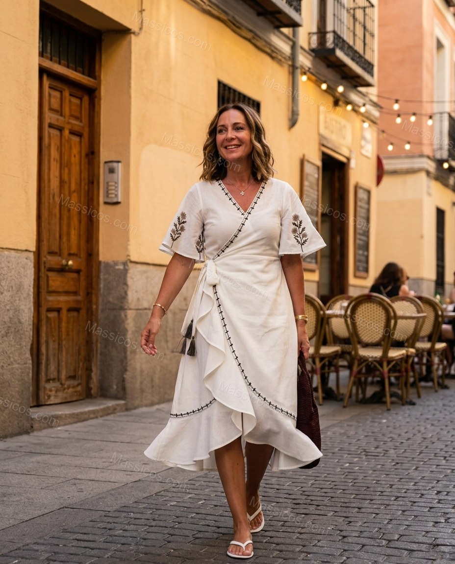 Ivory Sunlit Floral Embroidered Midi Dress by Massicos