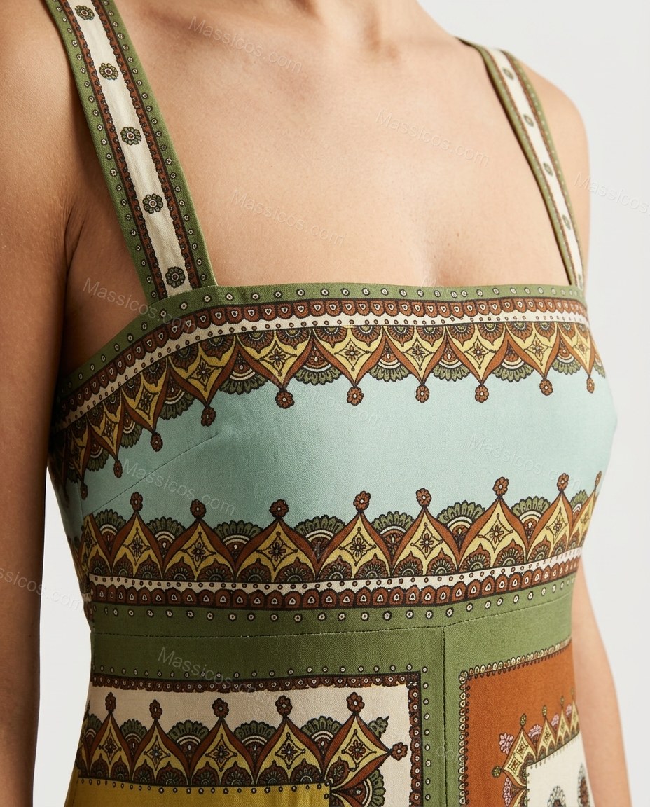Multicolor Refined Abstract Print Maxi Dress by Massicos