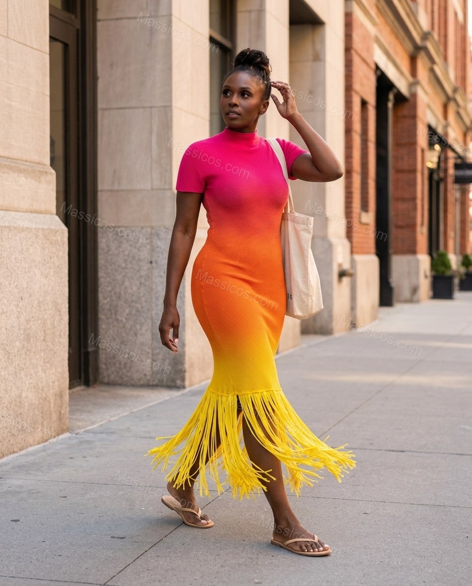Pink Polished Ribbed Maxi Dress by Massicos