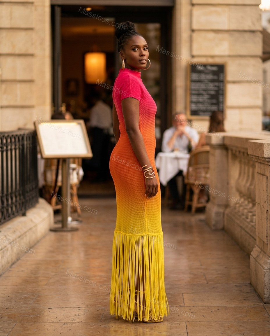 Pink Polished Ribbed Maxi Dress by Massicos