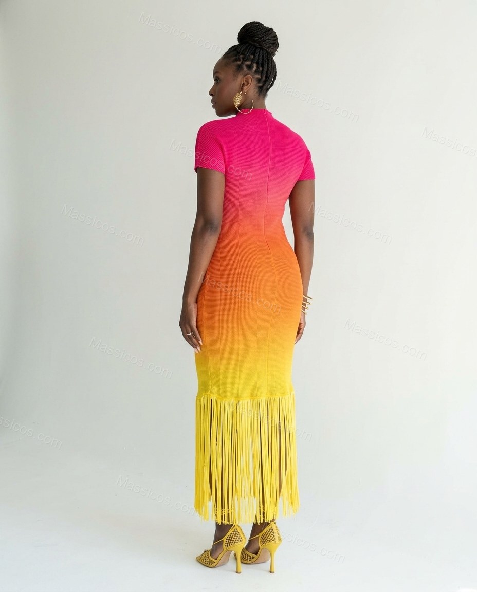Pink Polished Ribbed Maxi Dress by Massicos