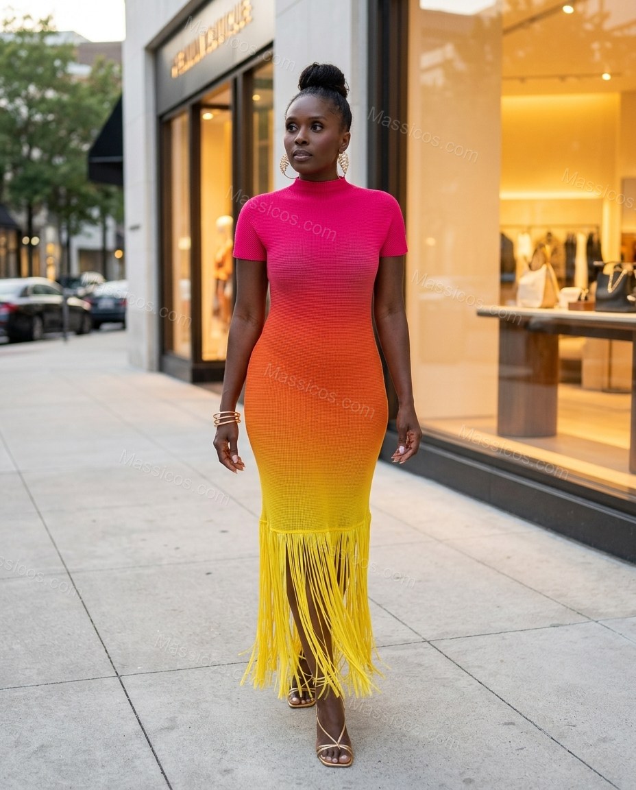 Pink Polished Ribbed Maxi Dress by Massicos