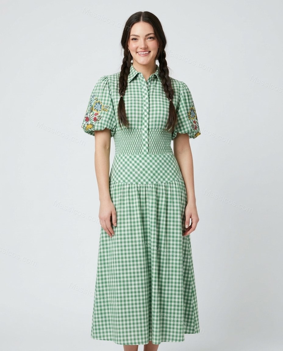 Sage Refined Floral Embroidered Maxi Dress by Massicos