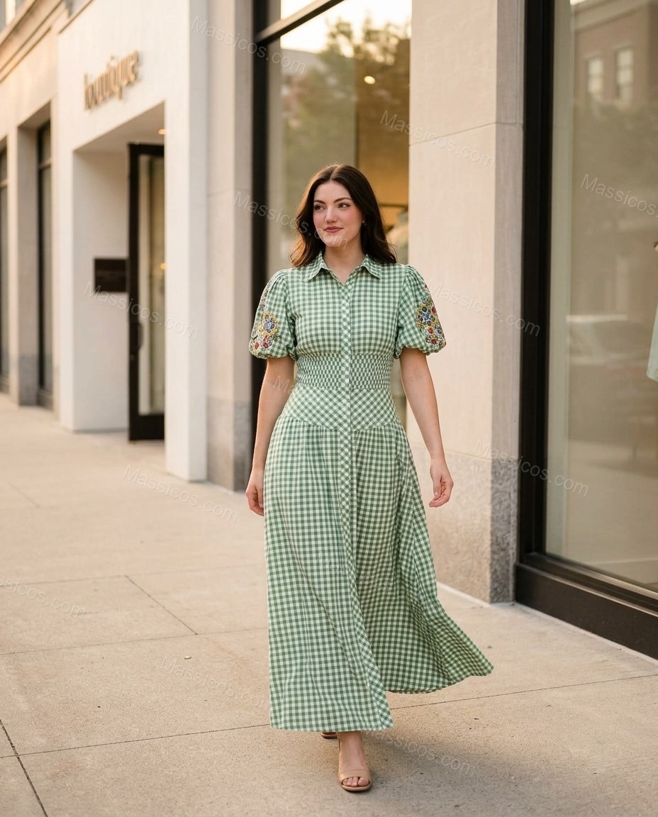 Sage Refined Floral Embroidered Maxi Dress by Massicos