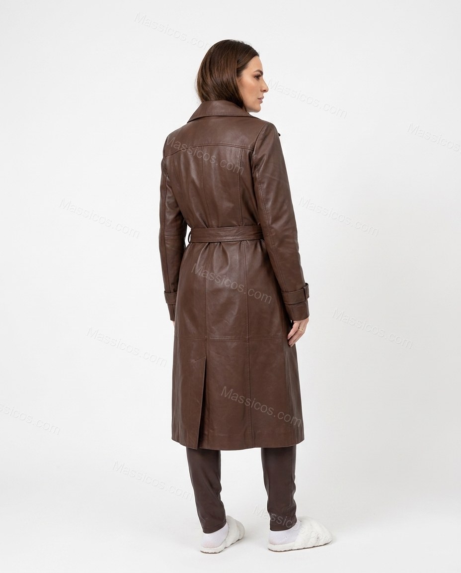 Brown Polished Long-Sleeve Trench Coat by Massicos