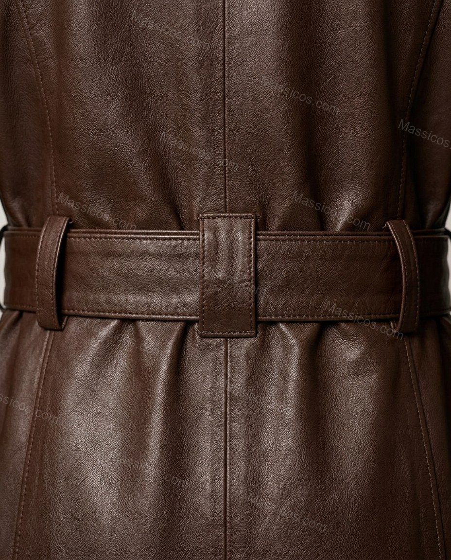 Brown Polished Long-Sleeve Trench Coat by Massicos
