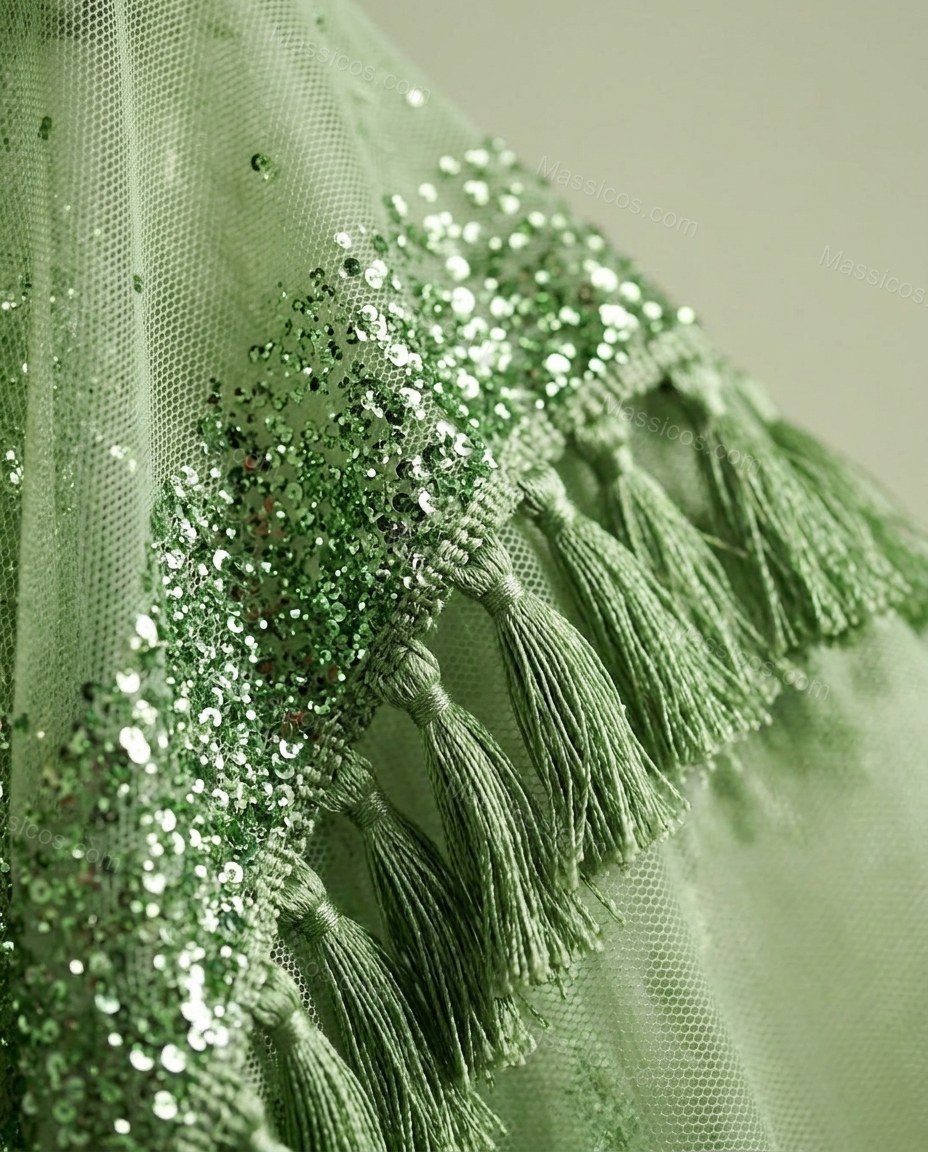 Sage Green Elevated Sheer Maxi Dress by Massicos