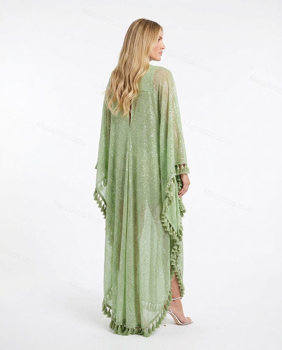 Sage Green Elevated Sheer Maxi Dress by Massicos