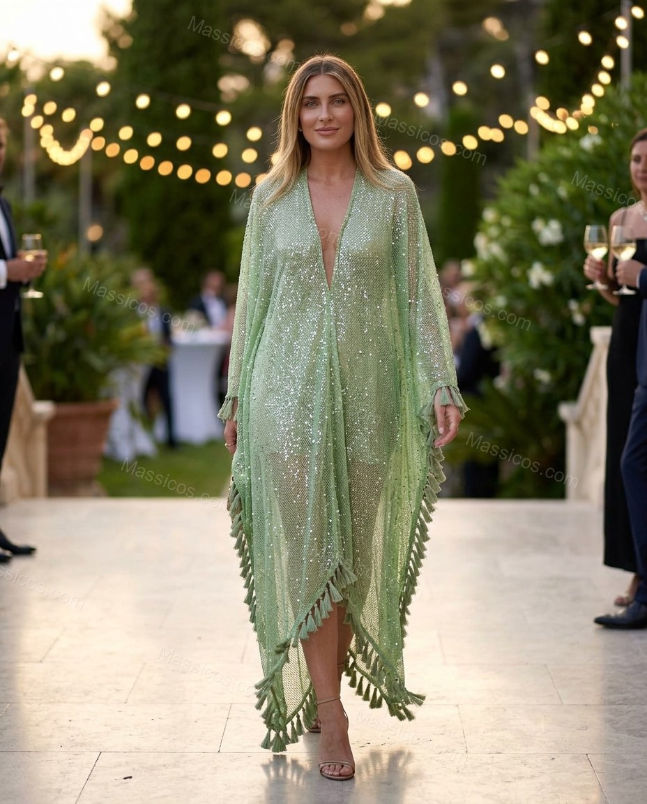 Sage Green Elevated Sheer Maxi Dress by Massicos