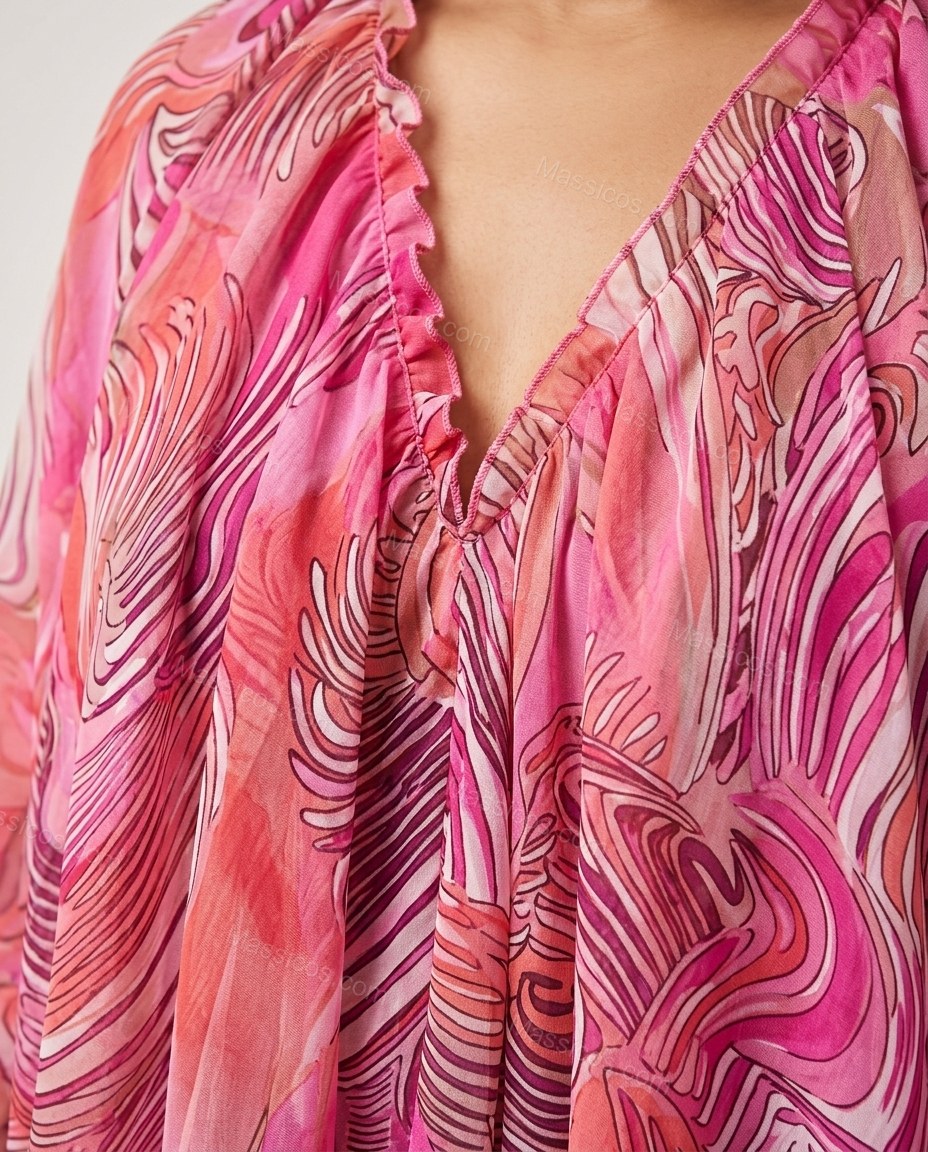Pink Polished Abstract Print Maxi Dress by Massicos