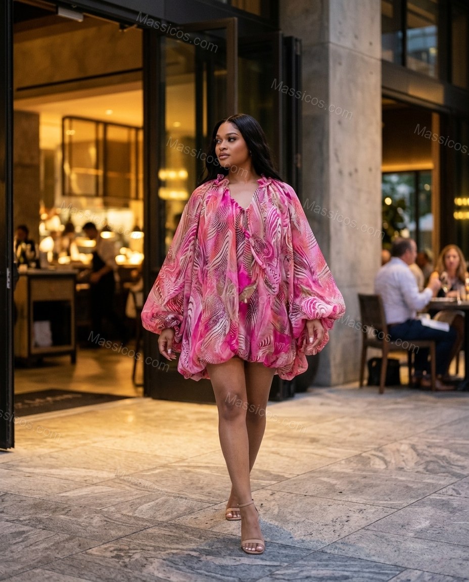 Pink Polished Abstract Print Maxi Dress by Massicos