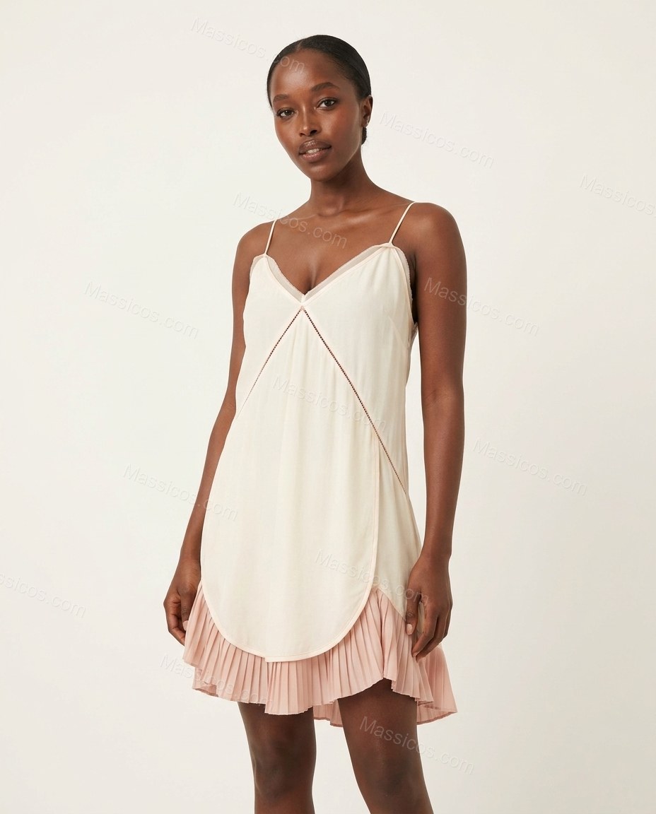 Ivory Sleek Ruffled Mini Dress by Massicos