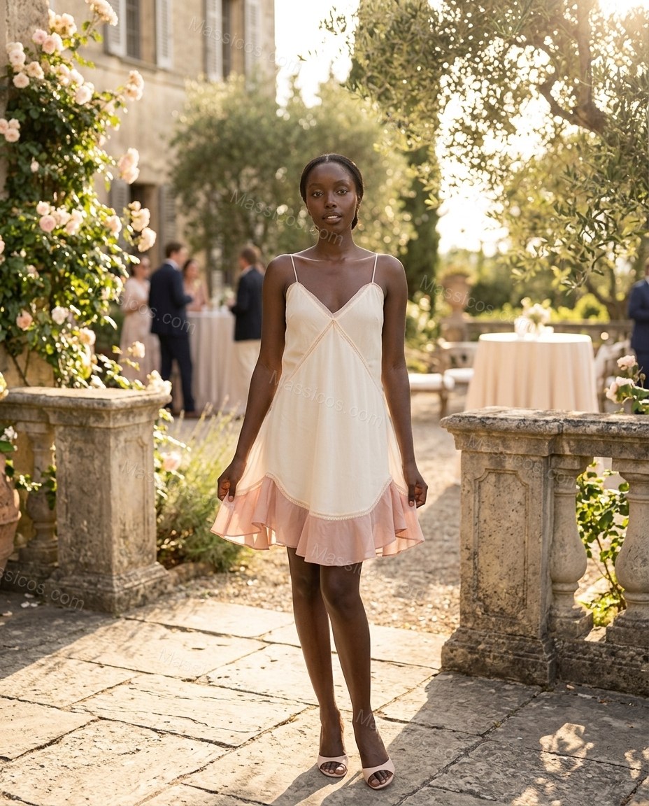Ivory Sleek Ruffled Mini Dress by Massicos