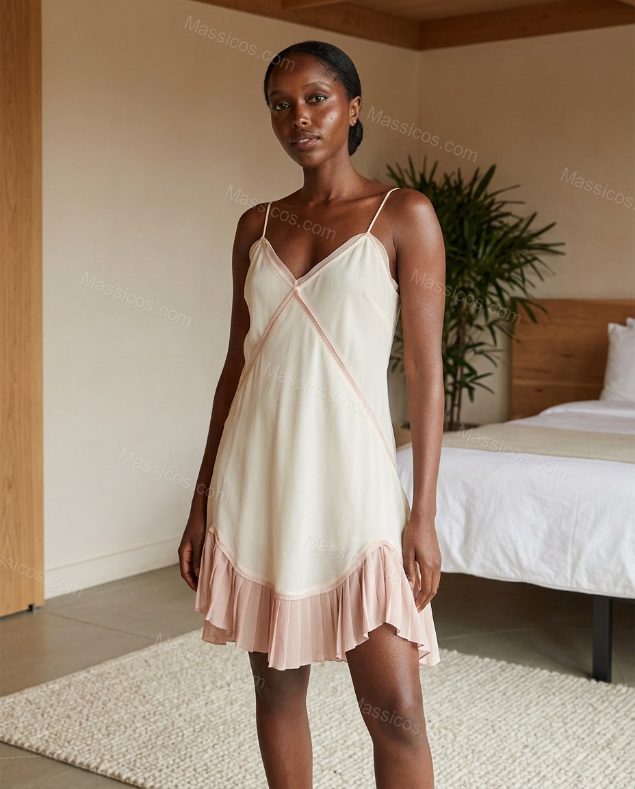 Ivory Sleek Ruffled Mini Dress by Massicos