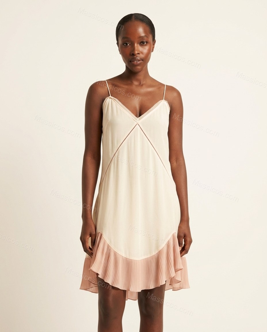 Ivory Sleek Ruffled Mini Dress by Massicos