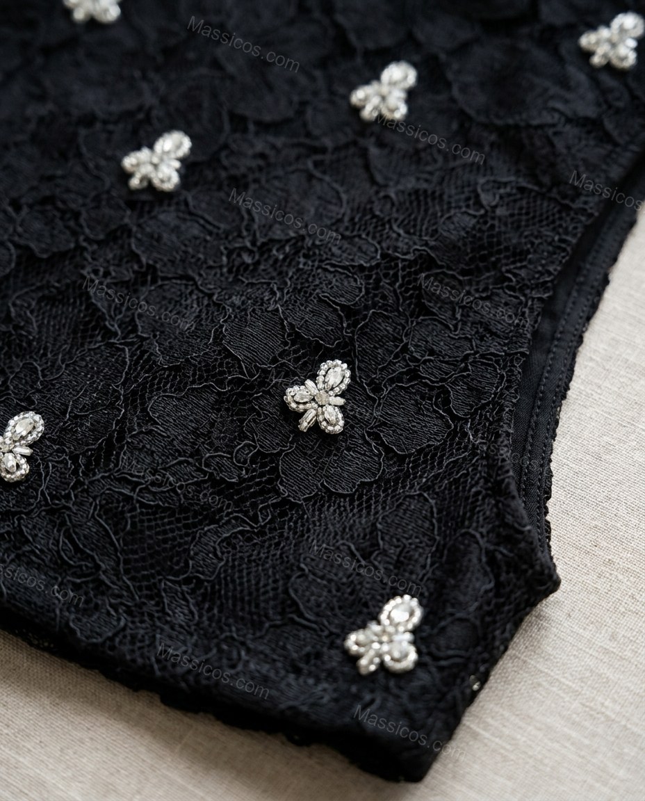 Black Elevated Floral Mini Dress by Massicos