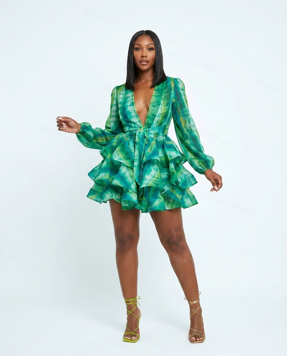 Sage Refined Lace Mini Dress by Massicos