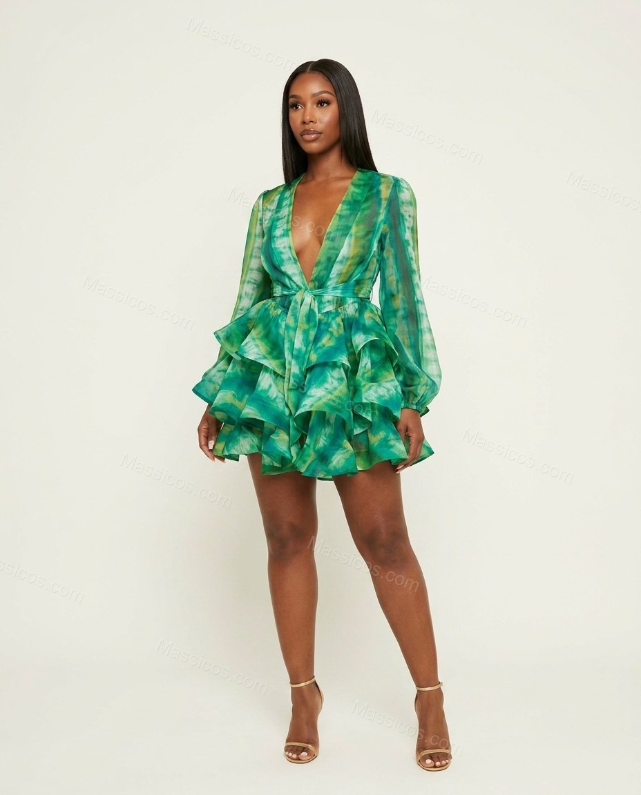Sage Refined Lace Mini Dress by Massicos