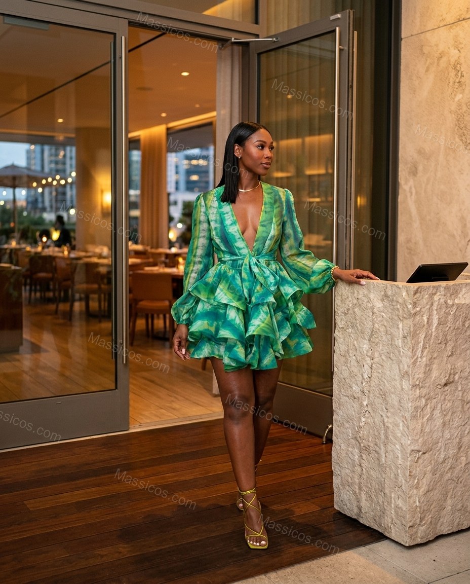 Sage Refined Lace Mini Dress by Massicos