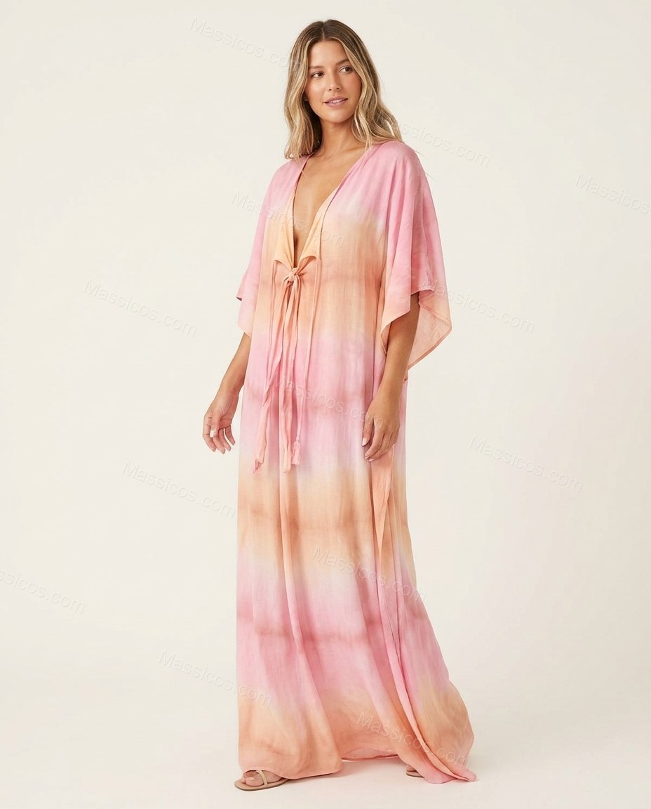 Pink Soft Abstract Print Maxi Dress by Massicos