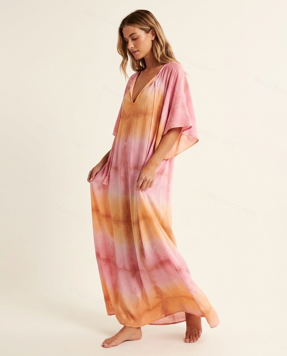 Pink Soft Abstract Print Maxi Dress by Massicos