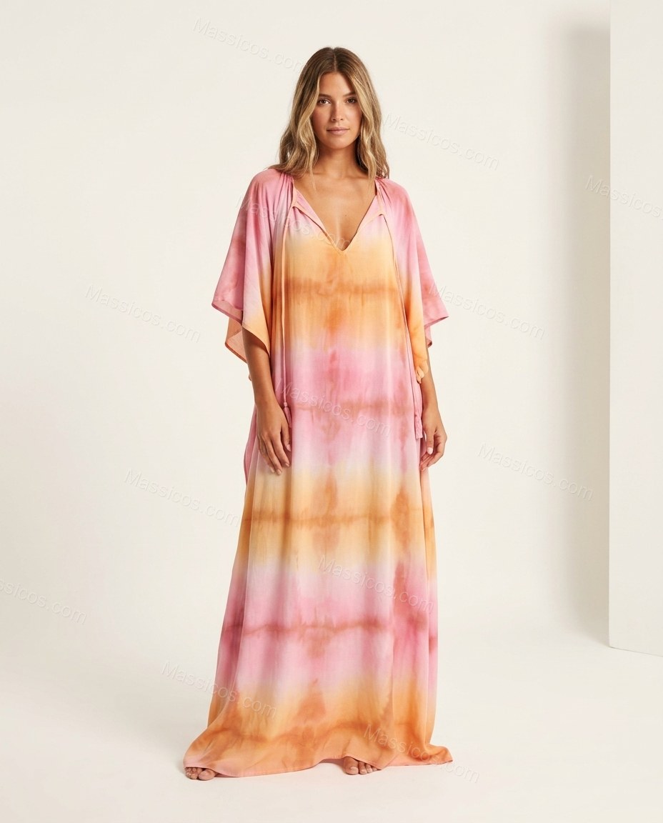 Pink Soft Abstract Print Maxi Dress by Massicos