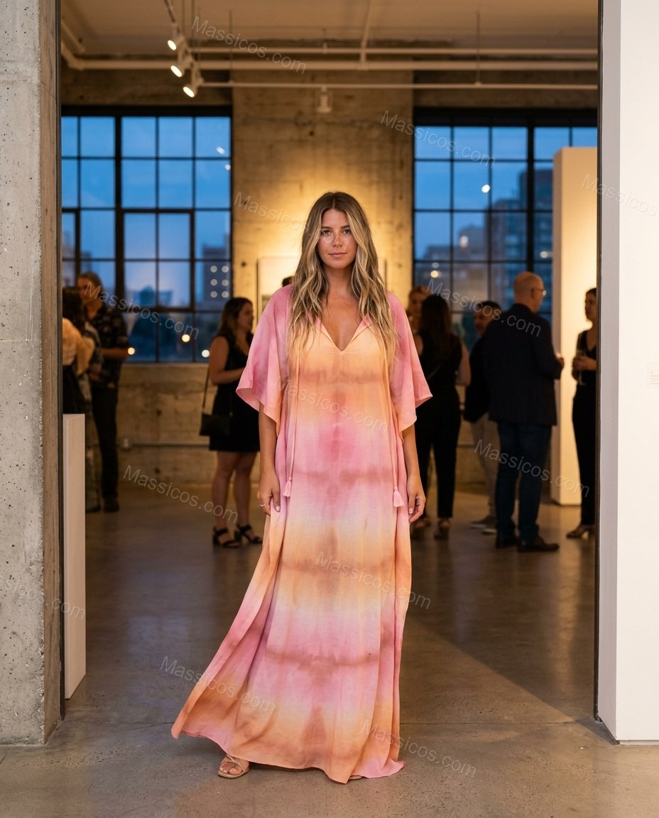 Pink Soft Abstract Print Maxi Dress by Massicos