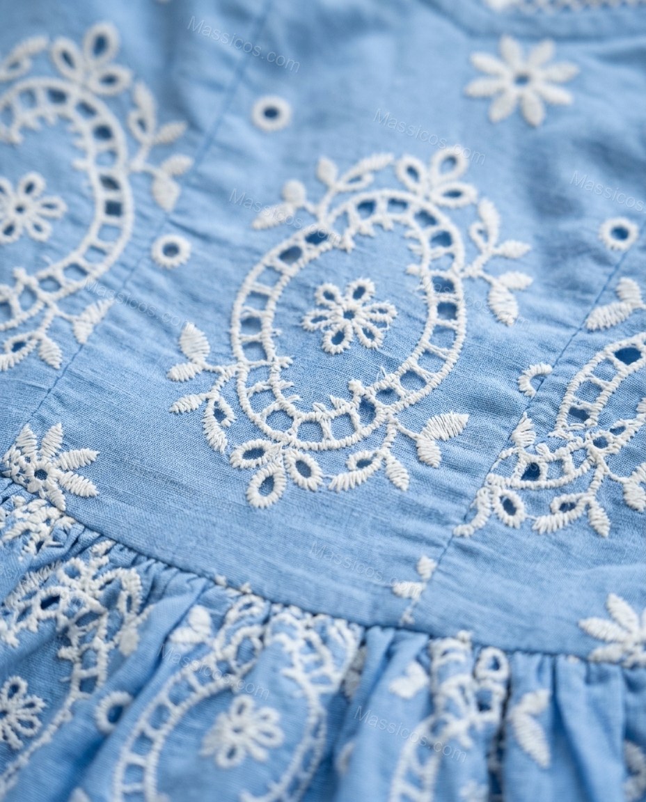 Blue Sunlit Floral Mini Dress by Massicos