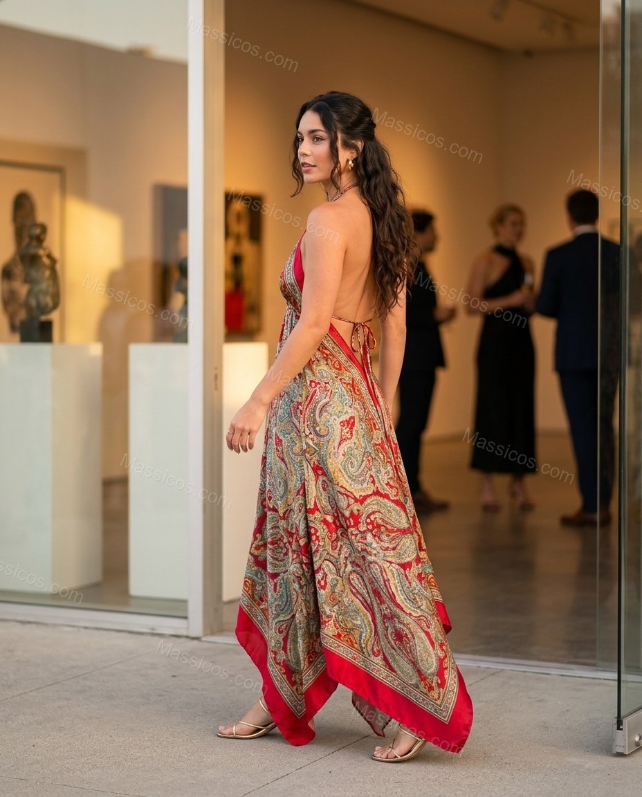 Red Sunlit Floral Maxi Dress by Massicos
