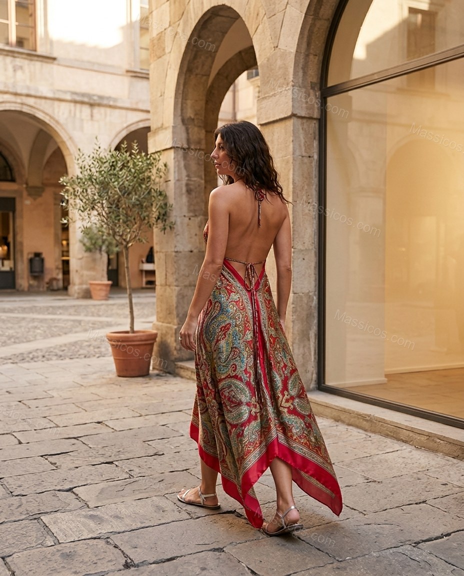 Red Sunlit Floral Maxi Dress by Massicos