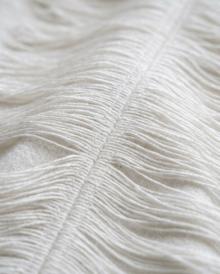 Ivory Sleek Fringe Maxi Dress by Massicos